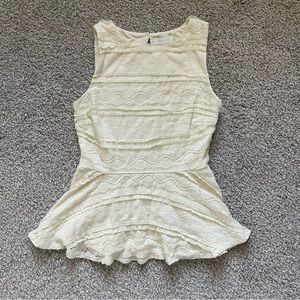 Anthropologie Cream Lace Sleeveless Top by eri + ali (XS)